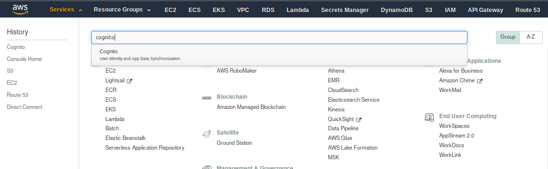 AWS Cognito Services